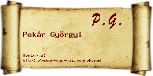 Pekár Györgyi névjegykártya